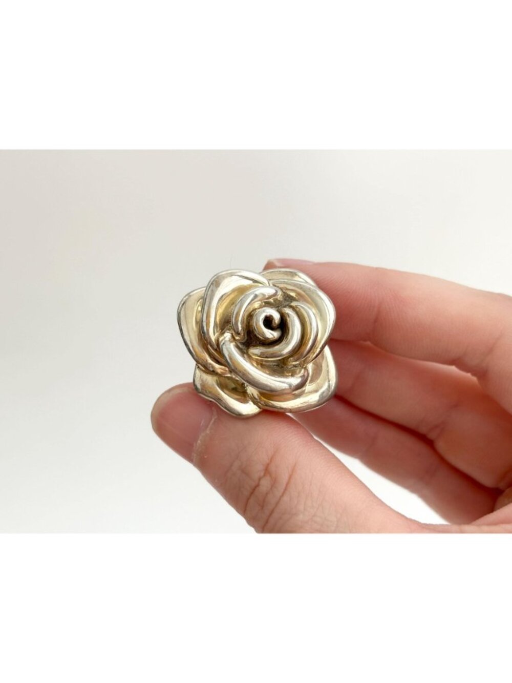 Blooming Rose Floral Beautiful Jumbo Sterling Silver 925 Vintage Ring - sz 7 - Picture 13 of 16